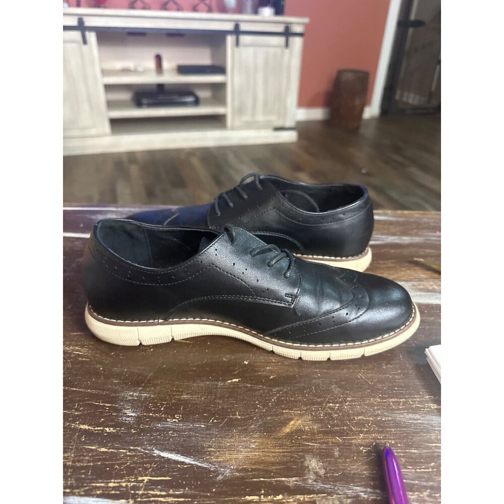 oliver mason size 7m wing tip oxfords black with white optic sole dress shoe - Picture 5 of 6